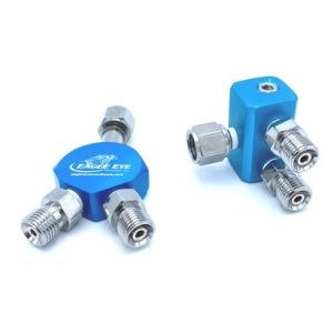 Oxygen Manifold with 2 Male Diss w/ Demand Check Valve Outlets & one Female Diss for inlet